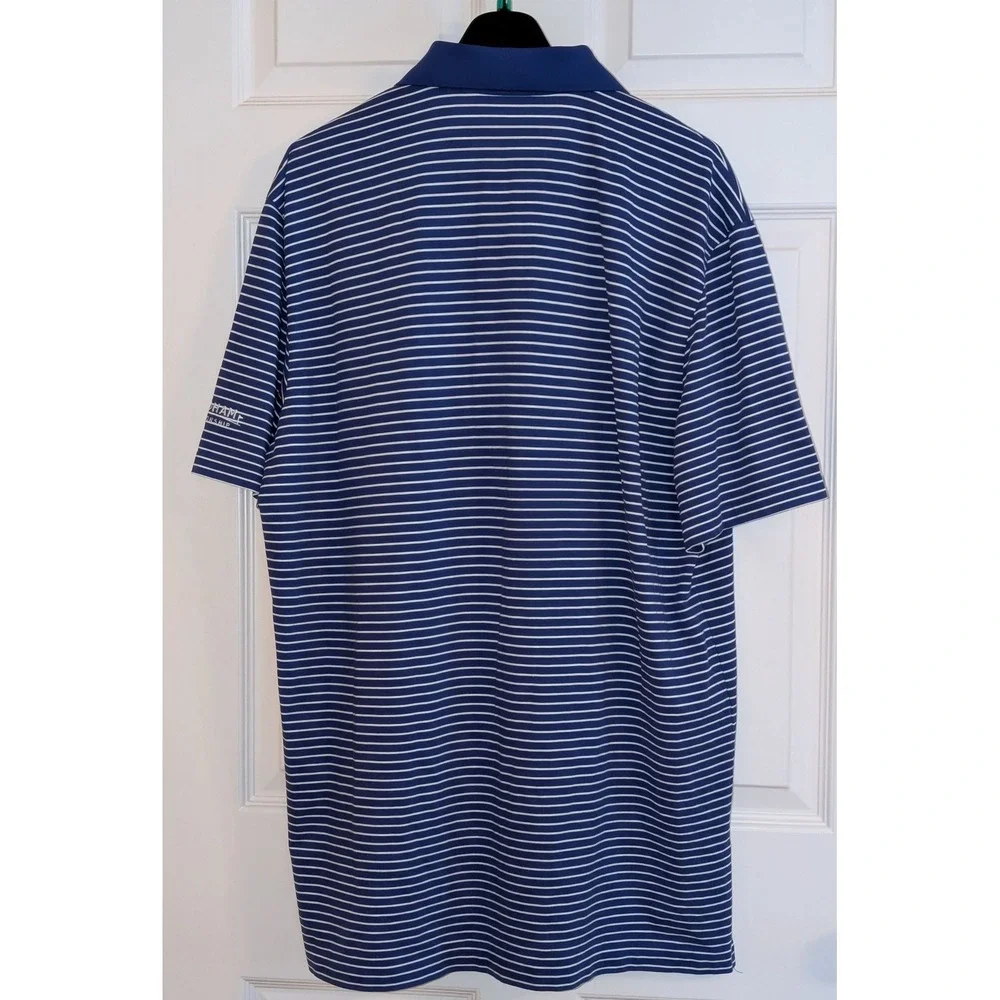 Polo Golf Ralph Lauren Men XL Performance Blue White Stripe Wyndham Championship